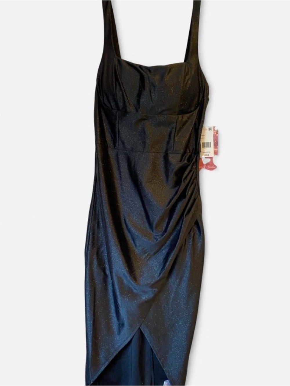 Emerald Sundae NEW Homecoming Black Shimmer Midi Dress Medium Ruched at side